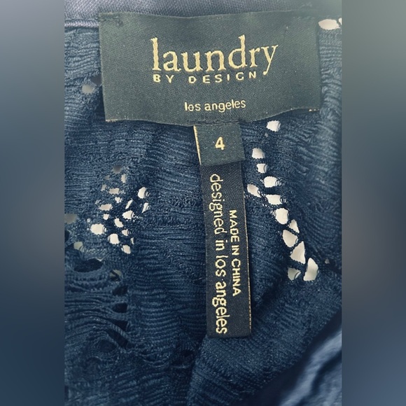 Laundry By Design Size 4 Blue Lace Overlay Mock High Neck Dress Sleeveless NWOT - Picture 5 of 8